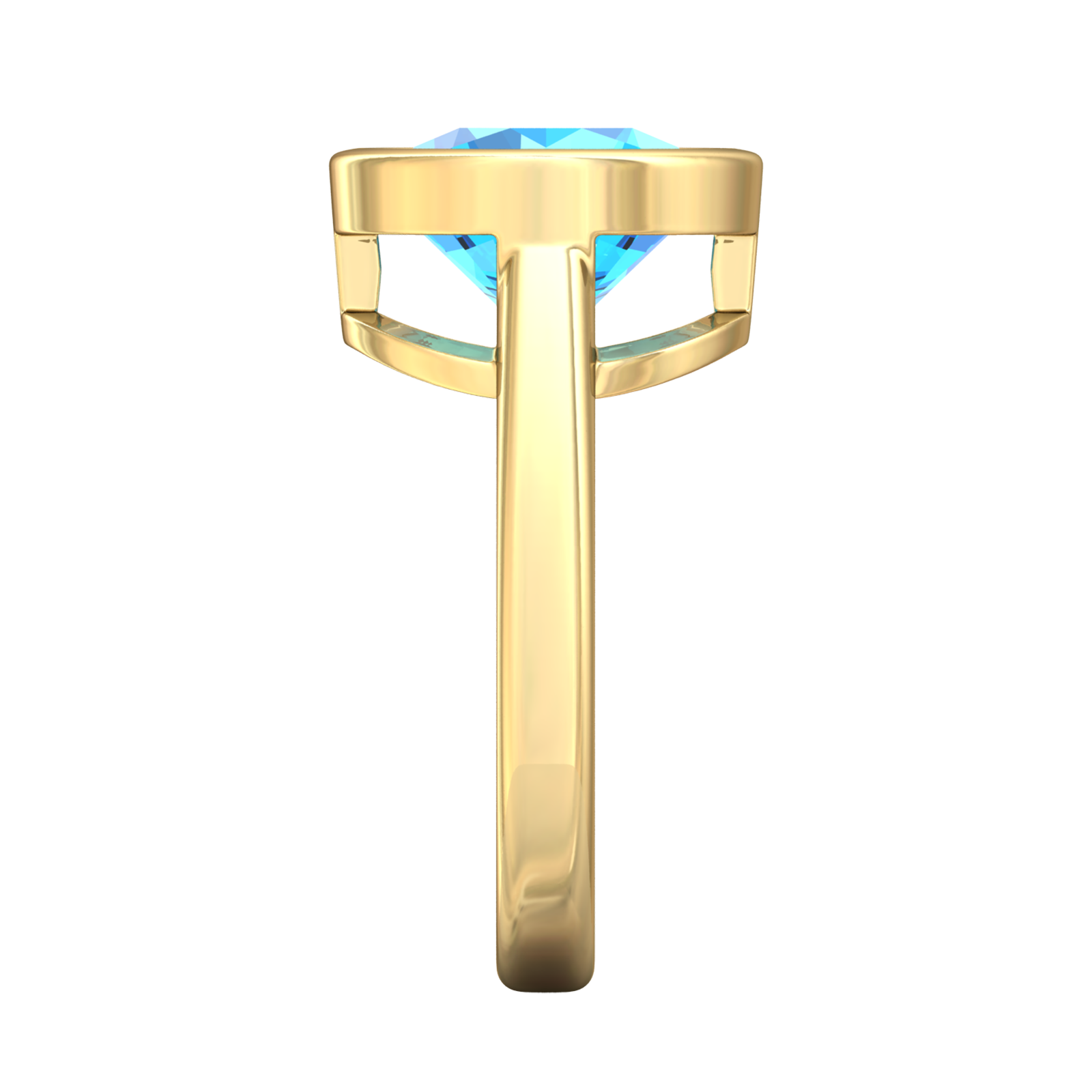 Nova round Swiss Blue Topaz ring set in a plain bezel setting Gardiner Brothers