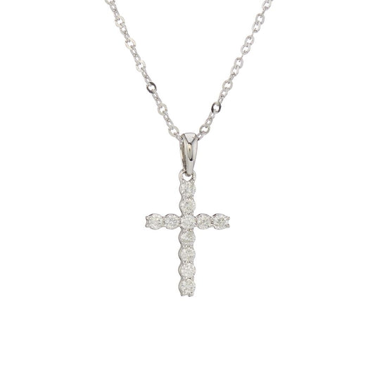 White Gold Diamond Set Cross Pendant