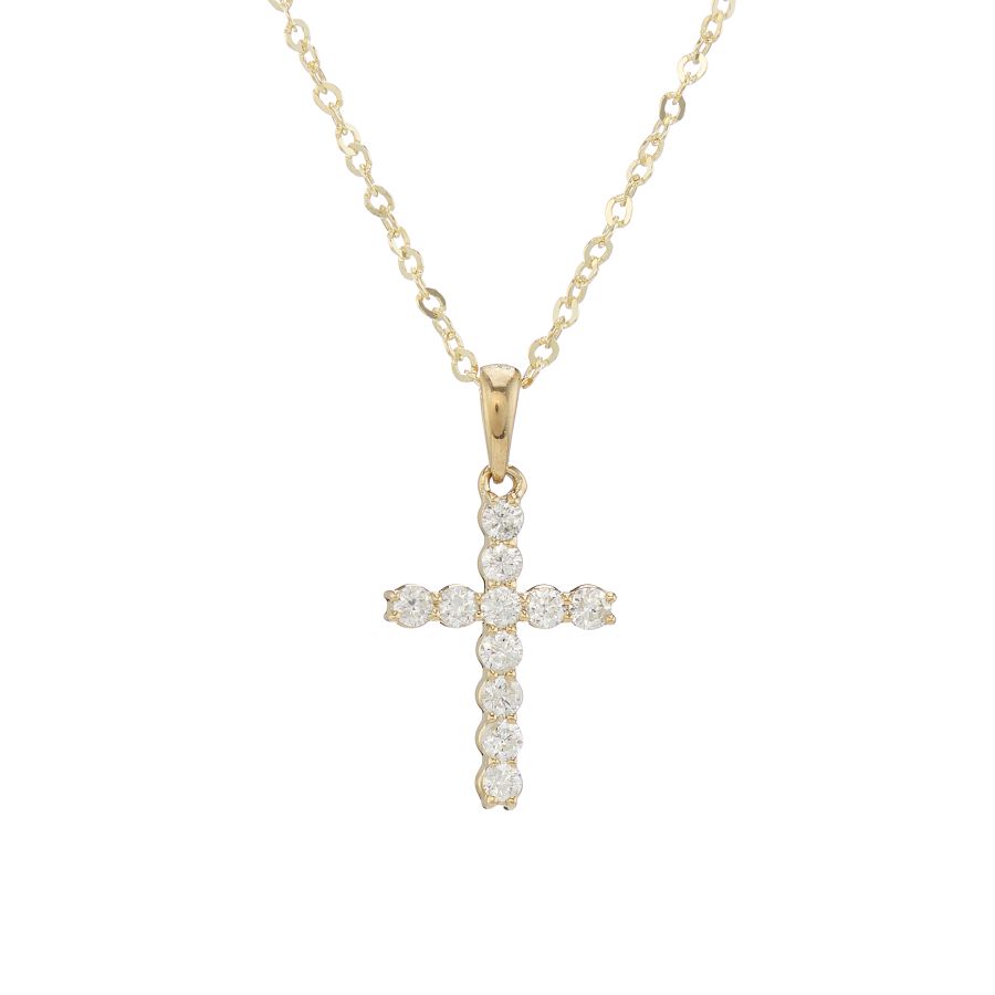 Yellow Gold Diamond Set Cross Pendant