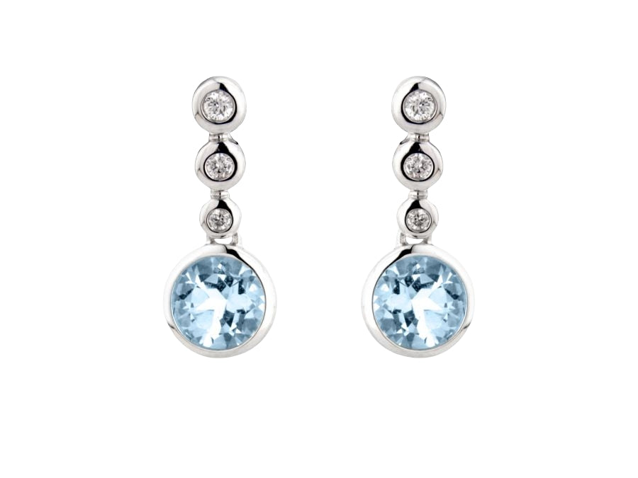 Aquamarine and Diamond Drop Earrings Gardiner Brothers