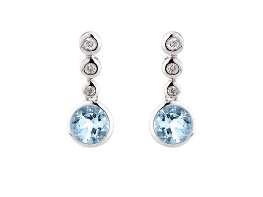 Aquamarine and Diamond Drop Earrings Gardiner Brothers