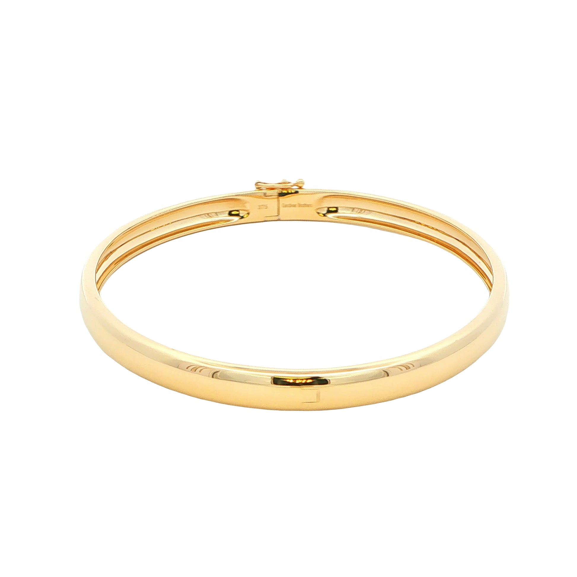Yellow Gold 6mm Solid 'D Shape' medium weight profile bangle Gardiner Brothers