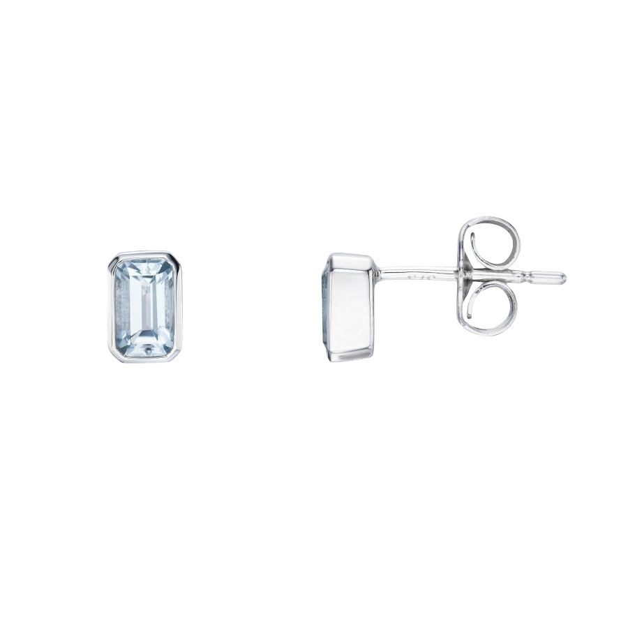 Octagonal Shaped Aquamarine Stud Earrings Gardiner Brothers