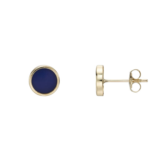 Yellow Gold Lapis lazuli Stud Earrings