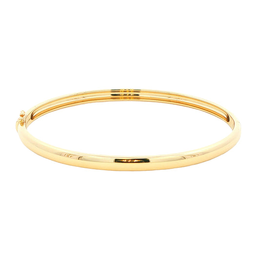 Yellow Gold 4mm Solid 'D Shape' medium weight profile bangle Gardiner Brothers