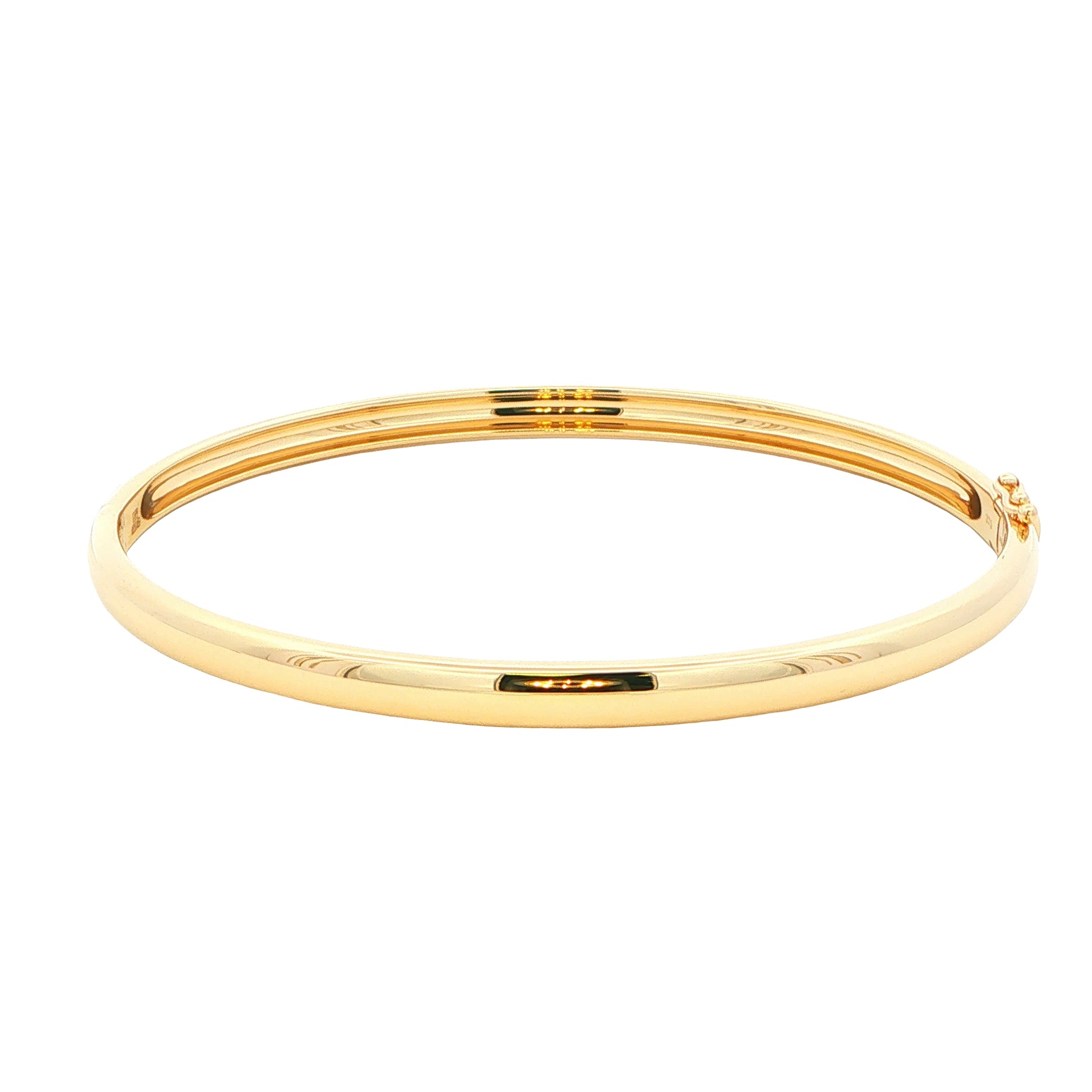 Yellow Gold 4mm Solid 'D Shape' medium weight profile bangle Gardiner Brothers