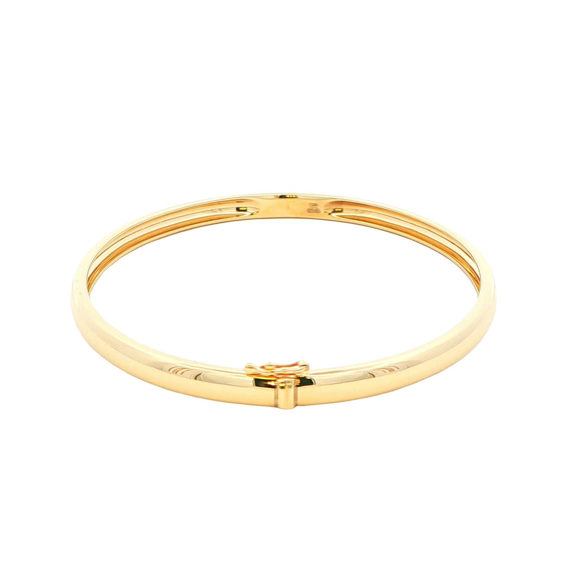 Yellow Gold 4mm Solid 'D Shape' medium weight profile bangle Gardiner Brothers