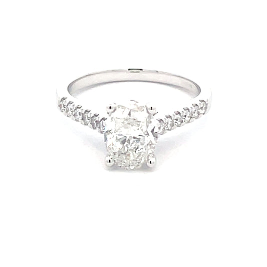 Oval Shaped Diamond Solitaire ring with diamond set shoulders - 1.76cts  Gardiner Brothers   