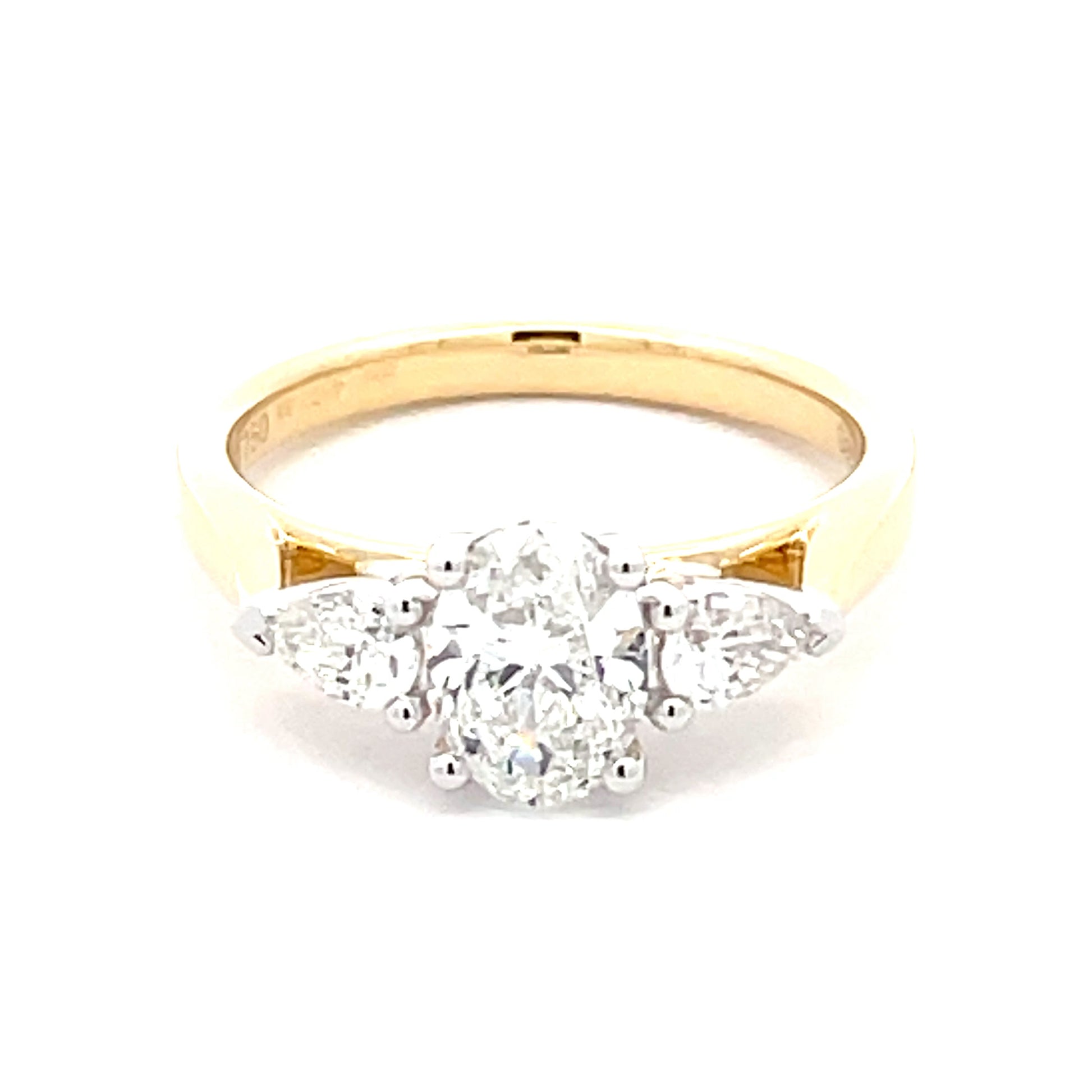 Oval and pear shaped diamond 3 stone ring - 1.35cts  Gardiner Brothers   