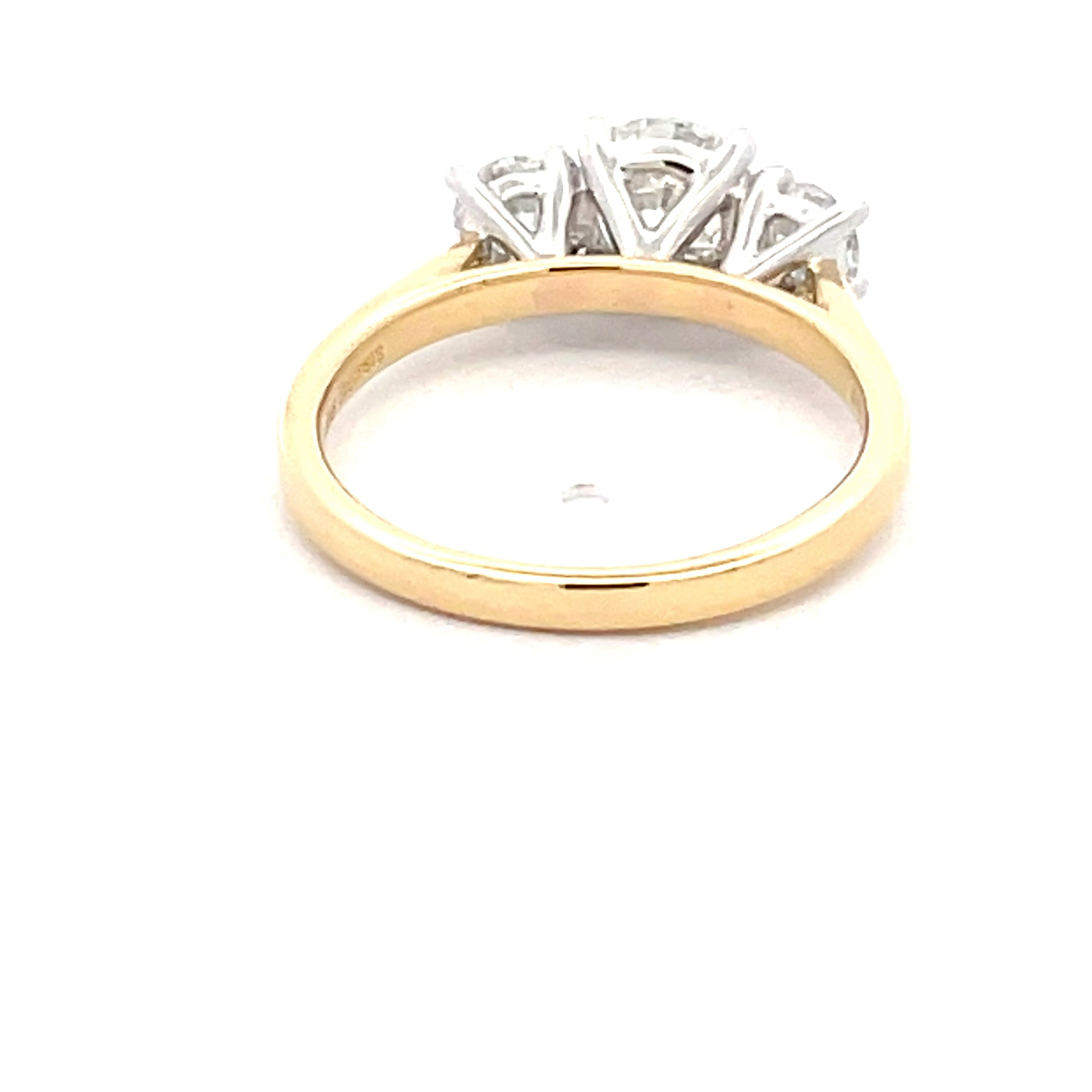 Round brilliant cut diamond 3 stone ring - 1.50cts  Gardiner Brothers   