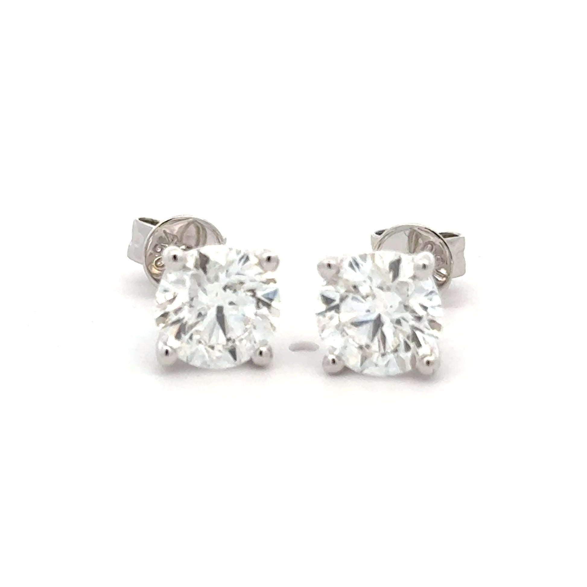 Round brilliant cut diamond solitaire earrings - 2.00cts  Gardiner Brothers   