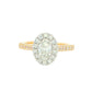 Yellow Gold Oval Shaped Diamond Halo Cluster Style Ring - 0.96cts