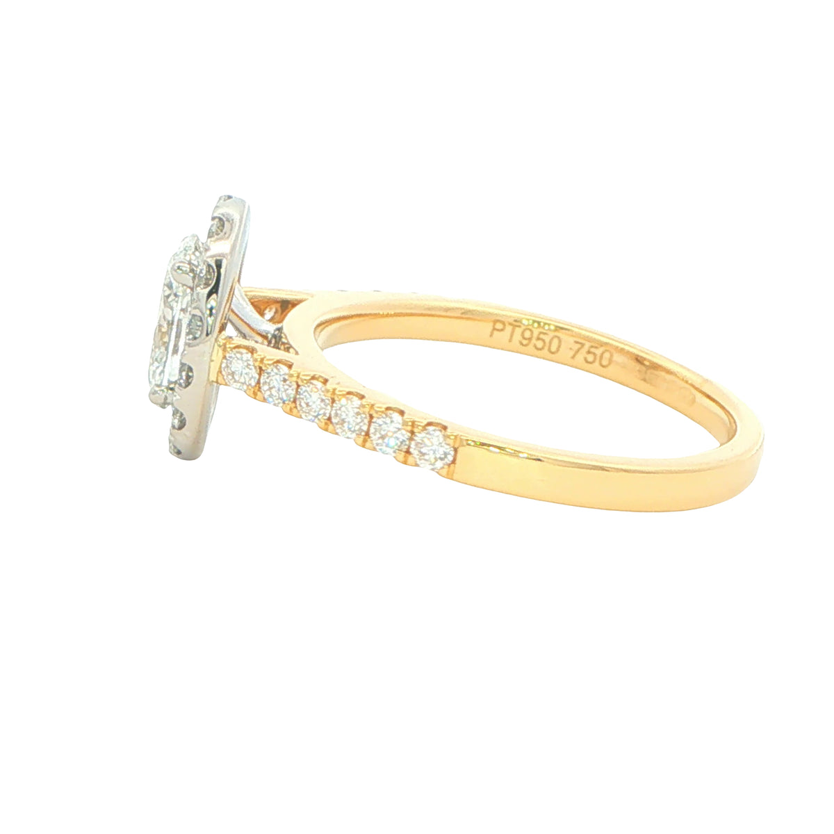 Yellow Gold Oval Shaped Diamond Halo Cluster Style Ring - 1.24cts