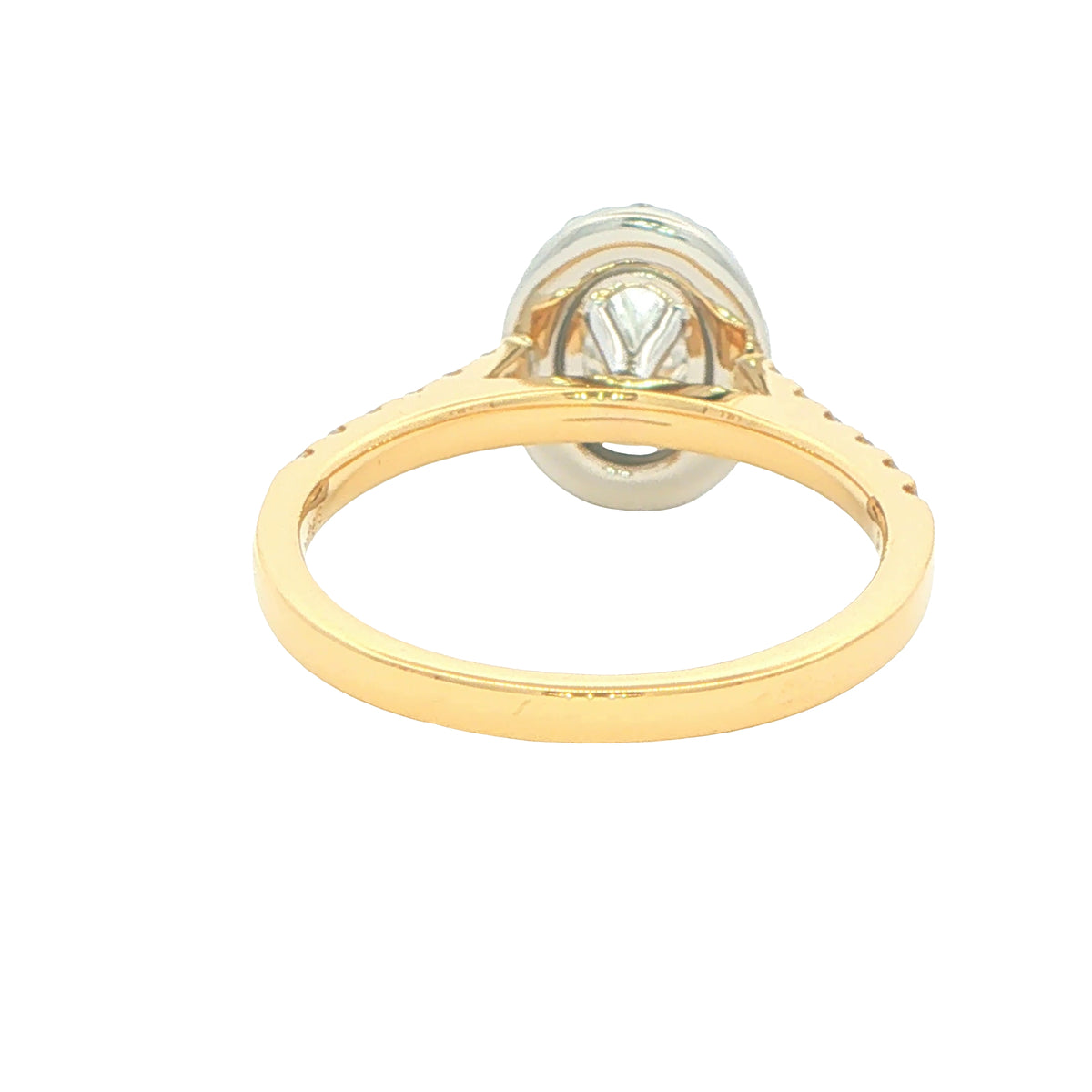 Yellow Gold Oval Shaped Diamond Halo Cluster Style Ring - 1.24cts