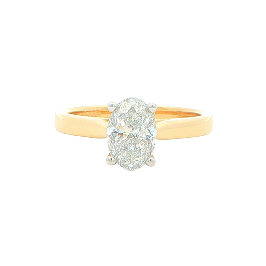 Yellow Gold Oval Shaped Diamond Solitaire Ring - 1.20cts Gardiner Brothers