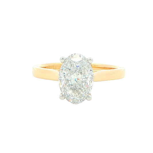 Yellow Gold Oval Shaped Diamond Solitaire Ring - 2.01cts Gardiner Brothers