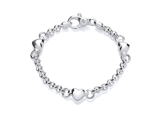 Silver Heart Station Style Bracelet