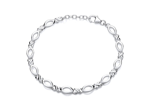 Silver Open Link Fancy Style Bracelet  Gardiner Brothers   