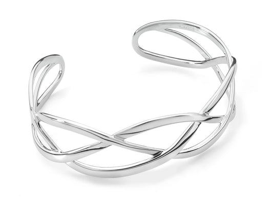 Silver Wavy Style Cuff Bangle  Gardiner Brothers   