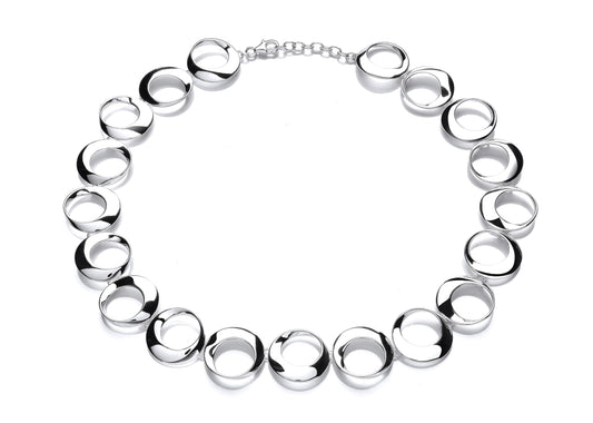Silver Polish Oblique Circles Necklace  Gardiner Brothers   