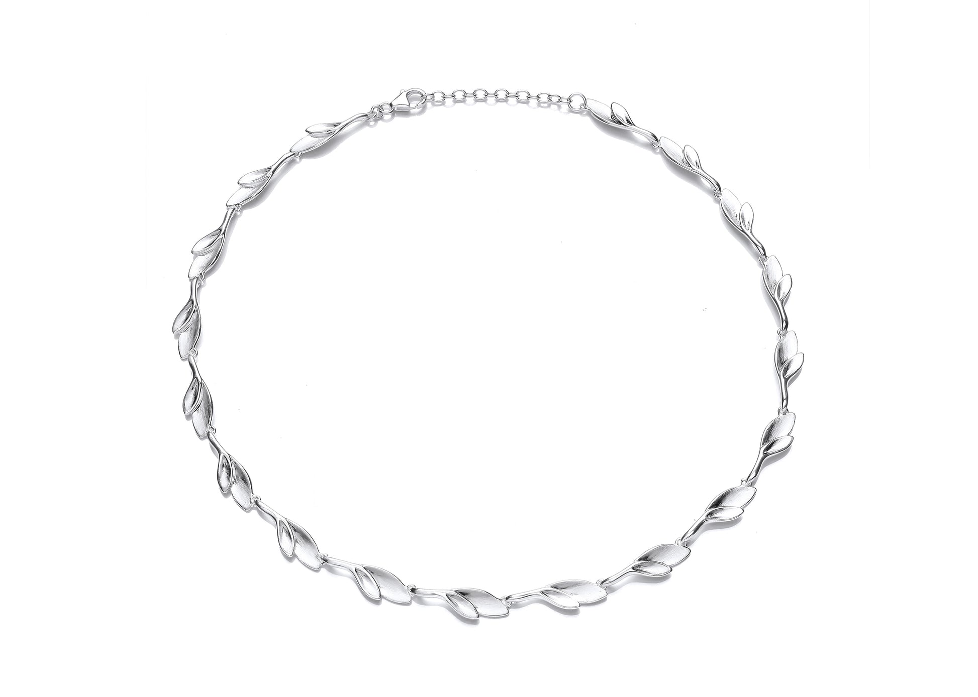 Silver Small Double Leaf Link Necklace  Gardiner Brothers   