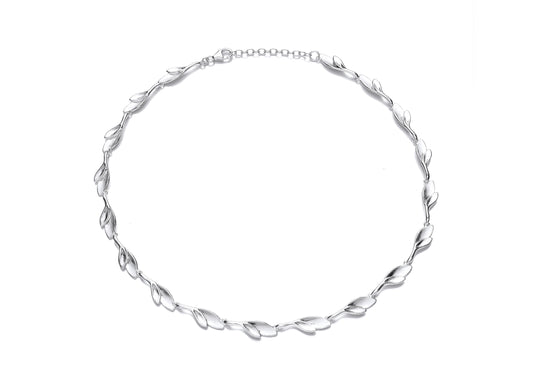 Silver Small Double Leaf Link Necklace  Gardiner Brothers   