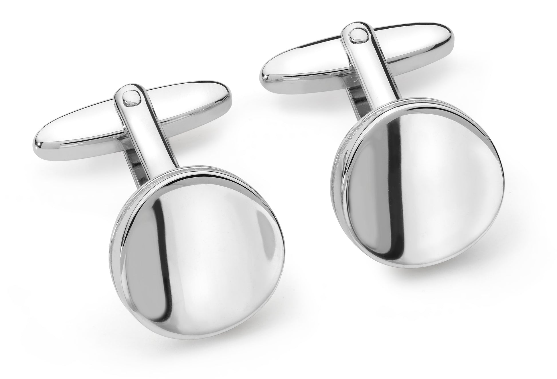 Silver Round Dished Swivel Cufflinks  Gardiner Brothers   