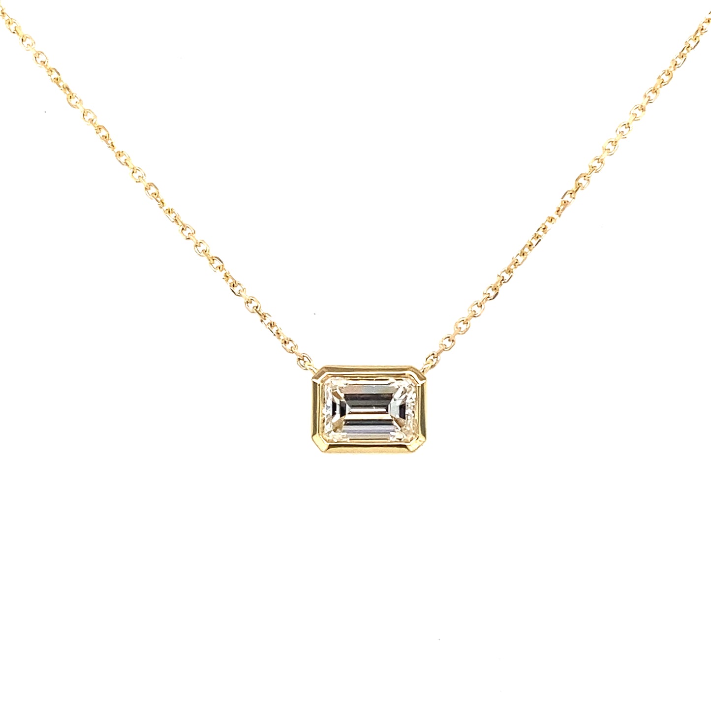 Emerald cut Diamond Rub-over style pendant - 0.99cts  Gardiner Brothers   