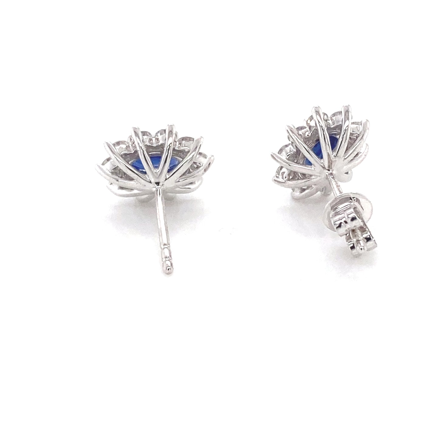 Sapphire and round brilliant cut diamond cluster style earrings  Gardiner Brothers   