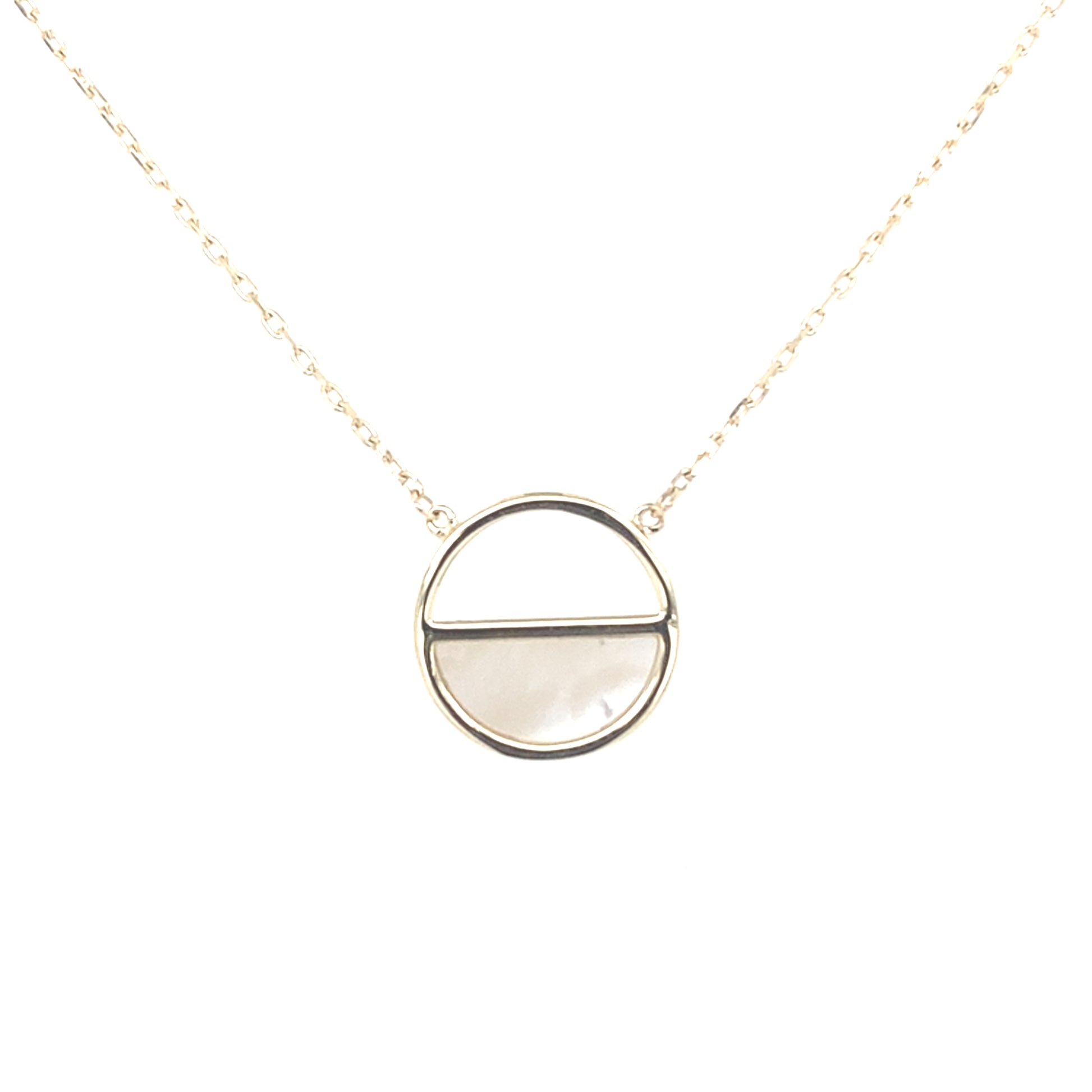 Yellow Gold Mother of Pearl Half Circle Necklet  Gardiner Brothers   