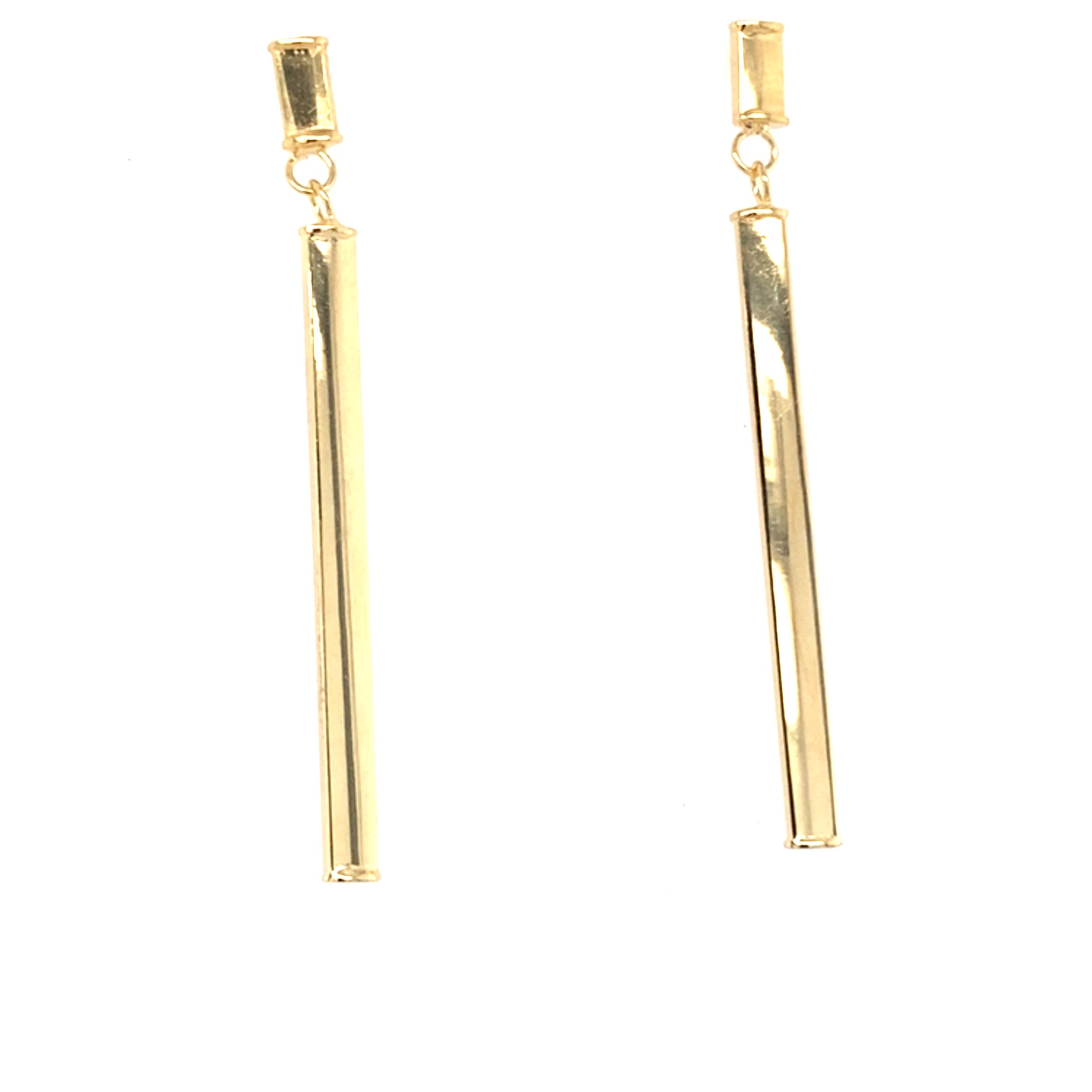 Yellow Gold Bar Drop Style Earrings  Gardiner Brothers   