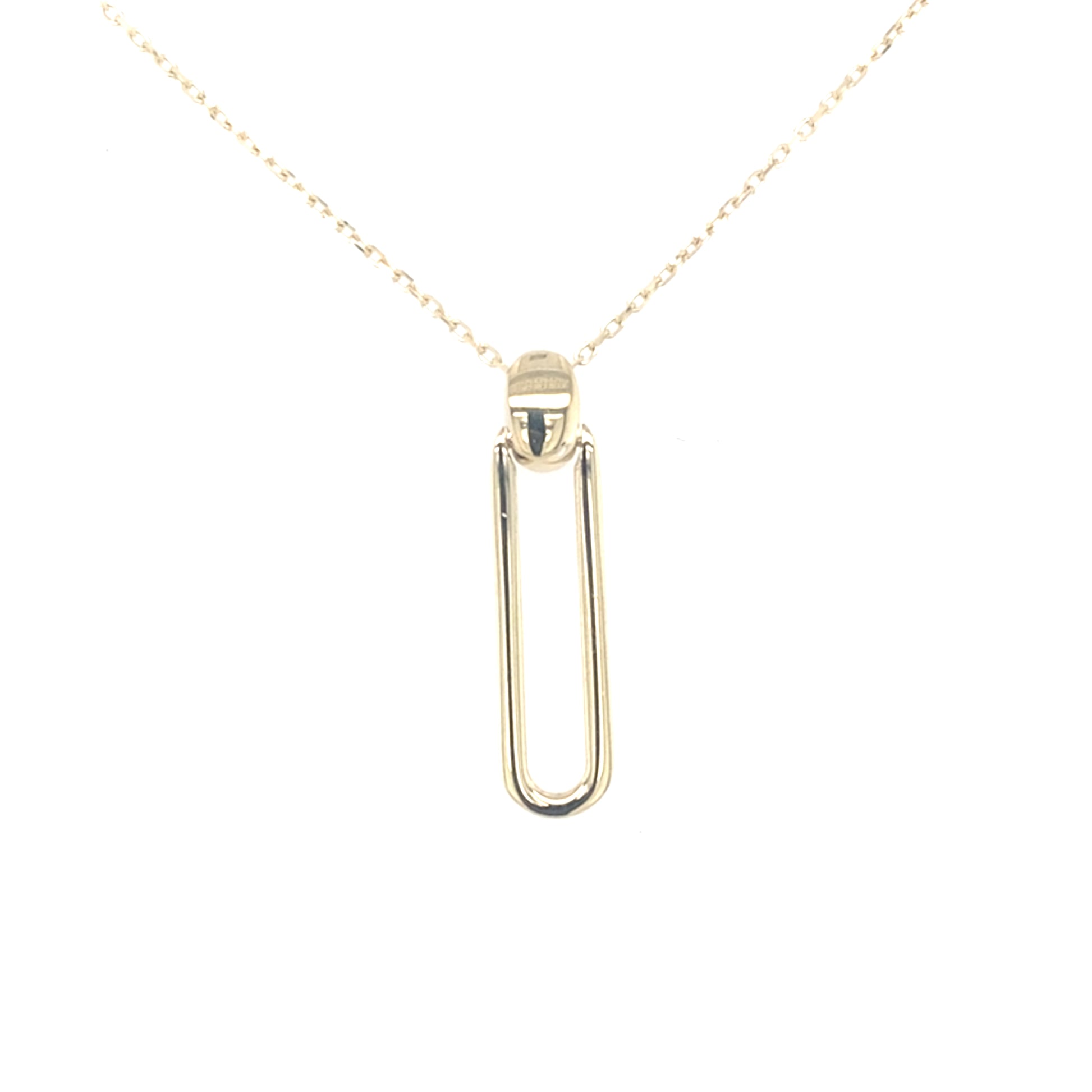 Yellow Gold PaperClip Style Pendant  Gardiner Brothers   