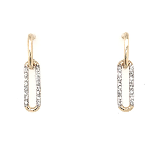 Yellow and White Gold Diamond Set Oblong Drop Earrings  Gardiner Brothers   