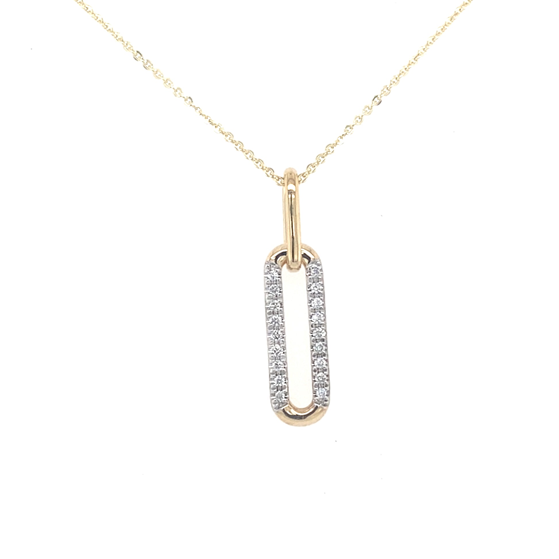 Yellow and White Gold Diamond Set Oblong Pendant  Gardiner Brothers   