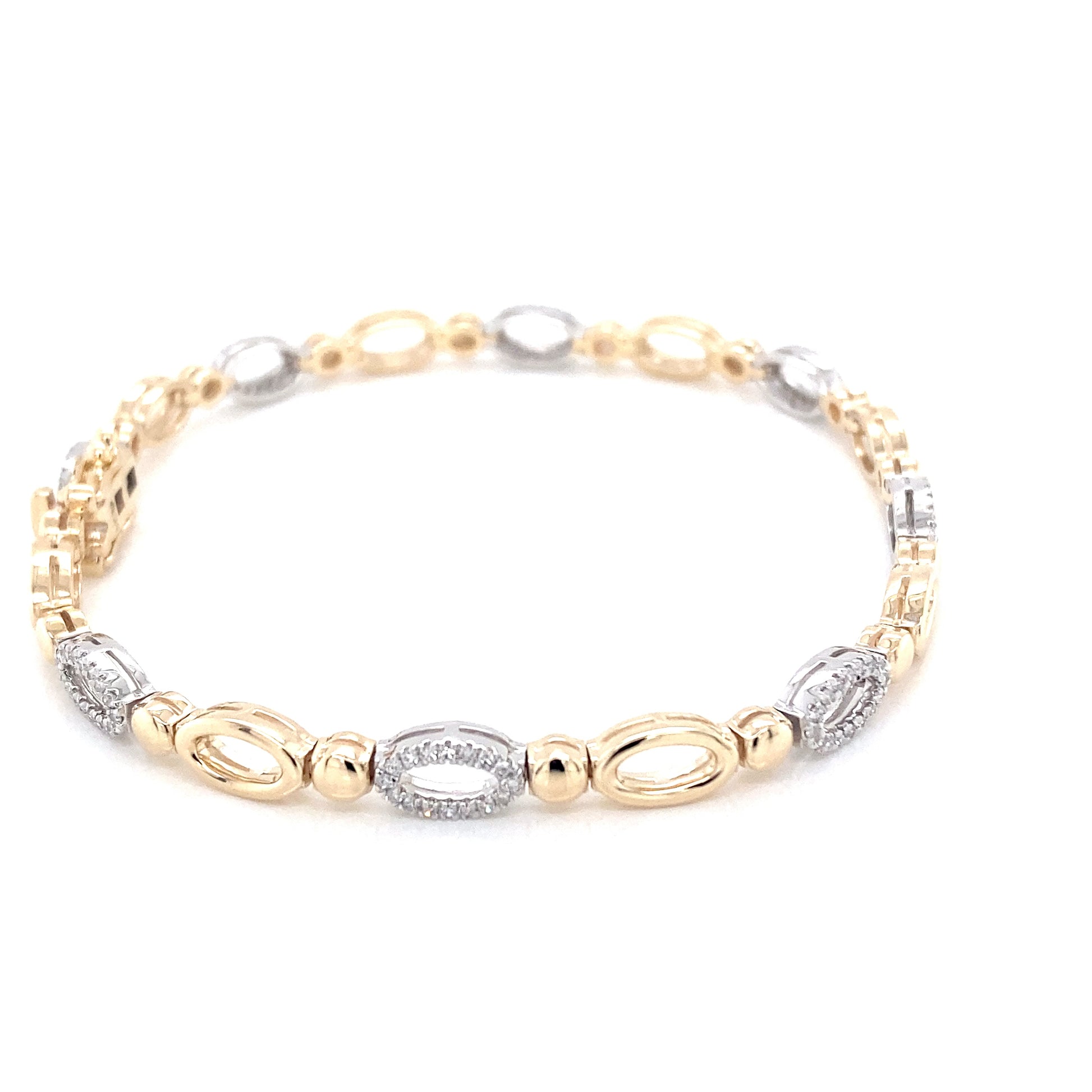 Yellow and White Gold Open Oval Link Diamond Bracelet  Gardiner Brothers   