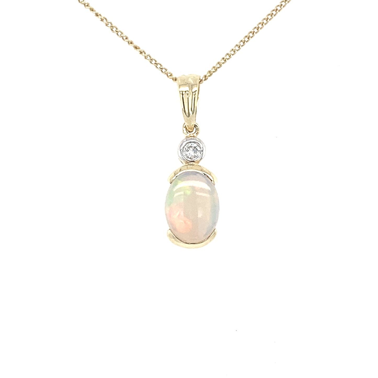 Yellow Gold Opal and Diamond Pendant  Gardiner Brothers   