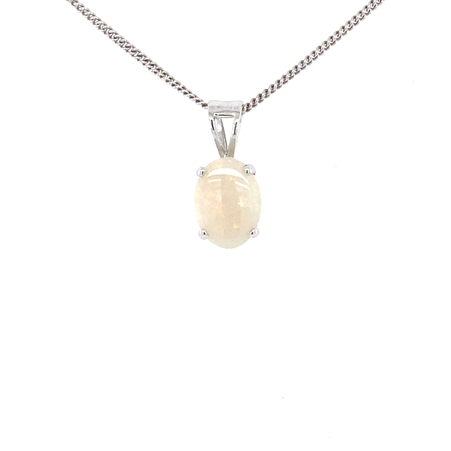 White Gold Opal Solitaire Pendant  Gardiner Brothers   