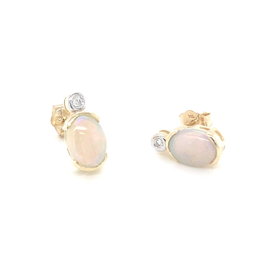 Yellow Gold Opal and Diamond Earrings  Gardiner Brothers   