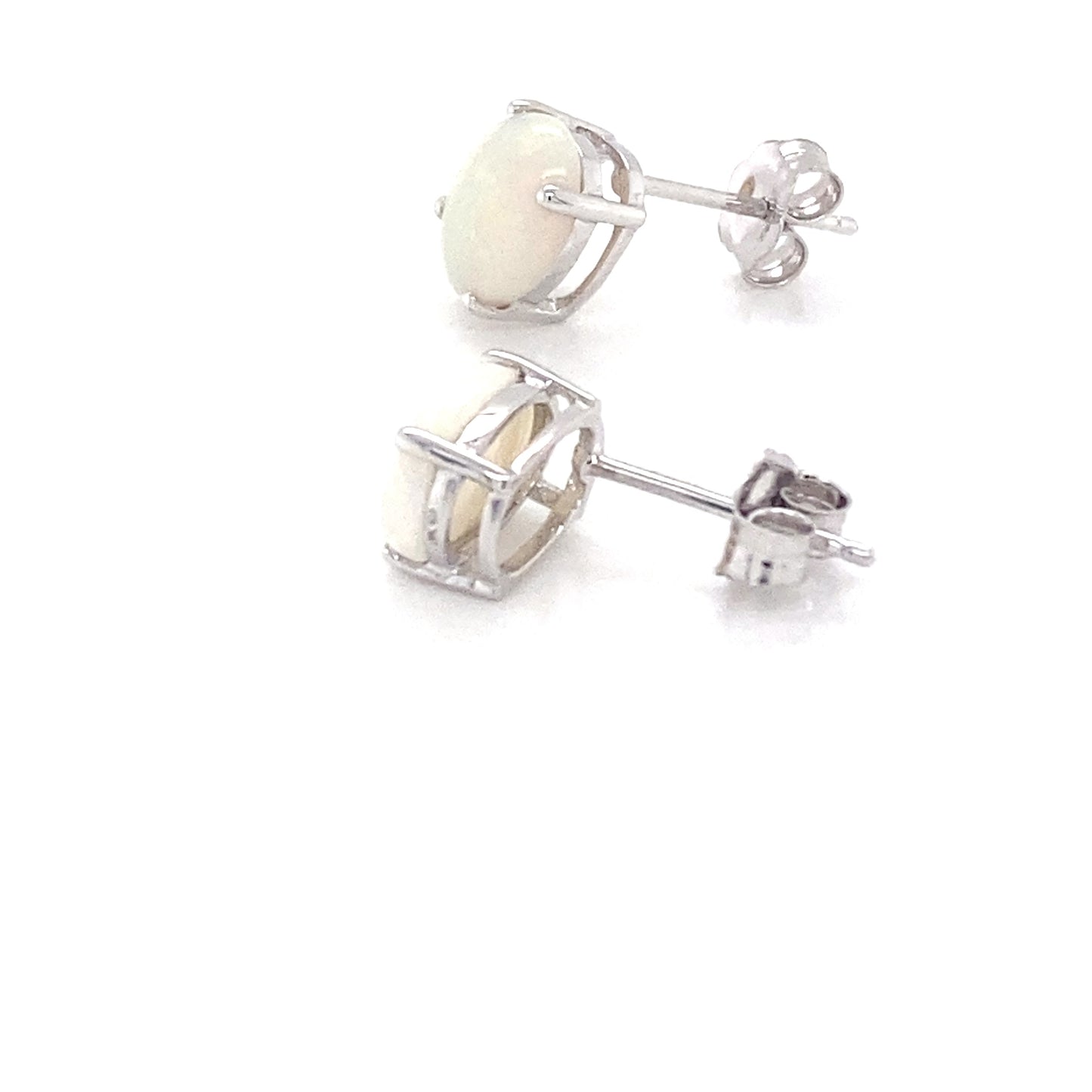 White Gold Opal Solitaire Earrings  Gardiner Brothers   