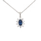 Sapphire and round brilliant cut diamond cluster style pendant  Gardiner Brothers   