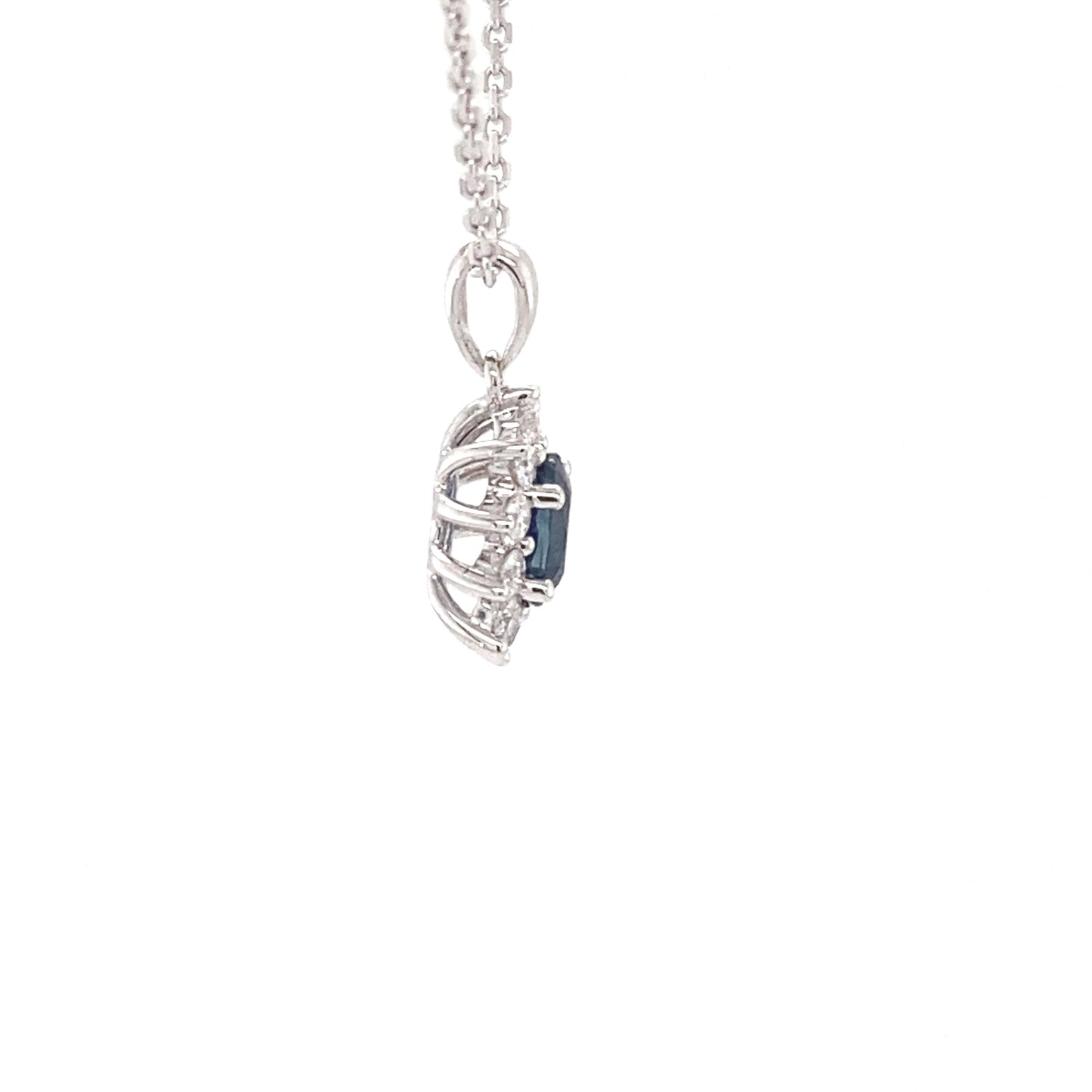 Sapphire and round brilliant cut diamond cluster style pendant  Gardiner Brothers   