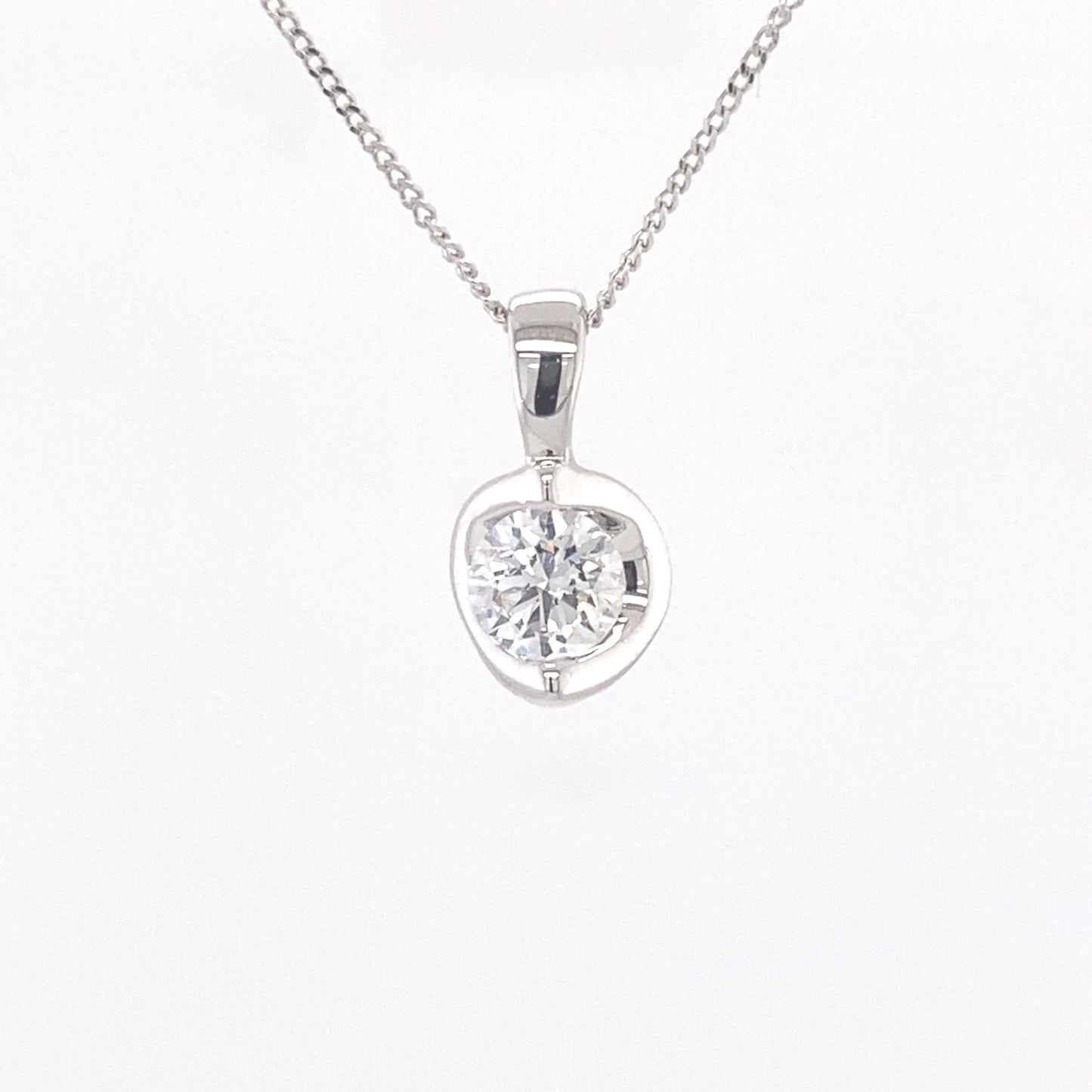 Round Brilliant Cut Diamond Fancy Style Solitaire Pendant - 0.51cts  Gardiner Brothers   