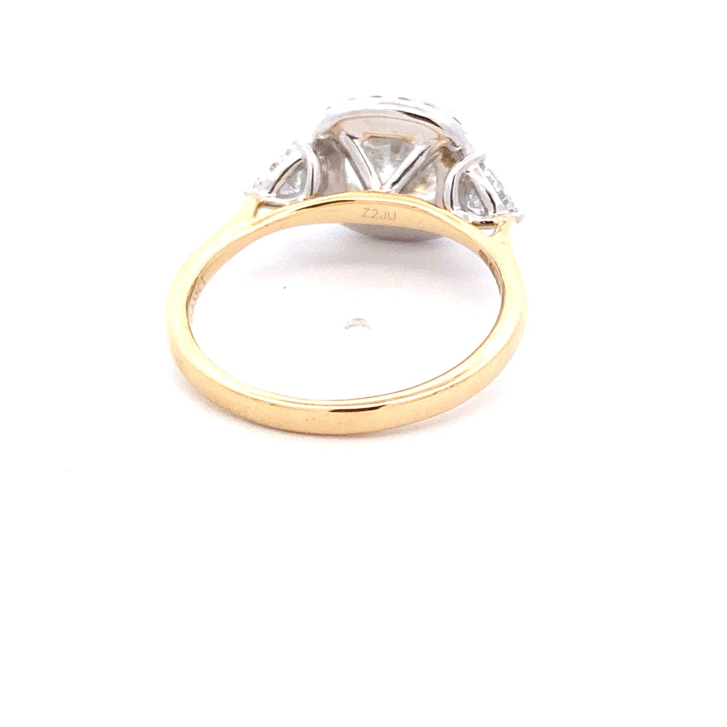 Lab Grown Cushion and Trillion Shaped Diamond 3 Stone Ring - 2.64cts  Gardiner Brothers   