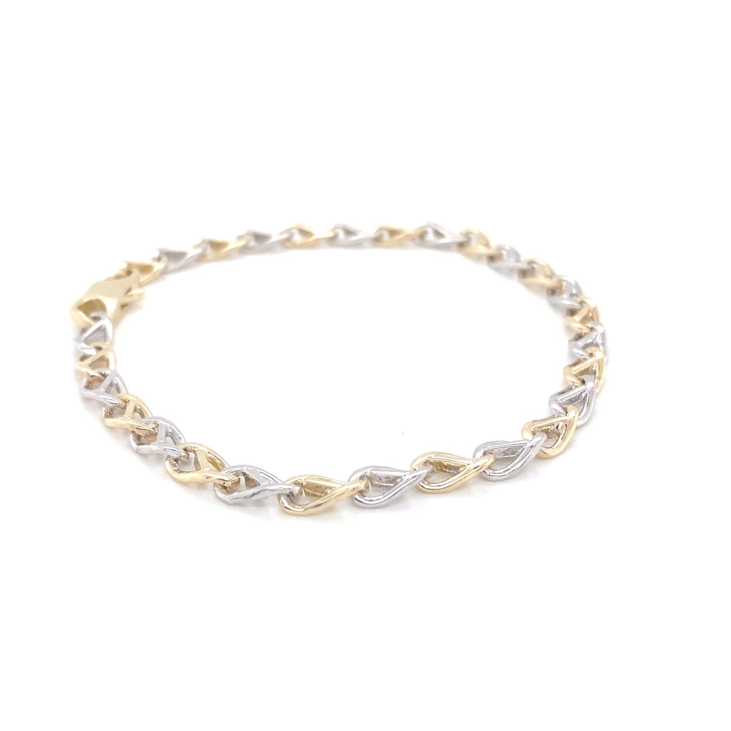 Yellow and White Gold Flat Infinity Link Bracelet  Gardiner Brothers   