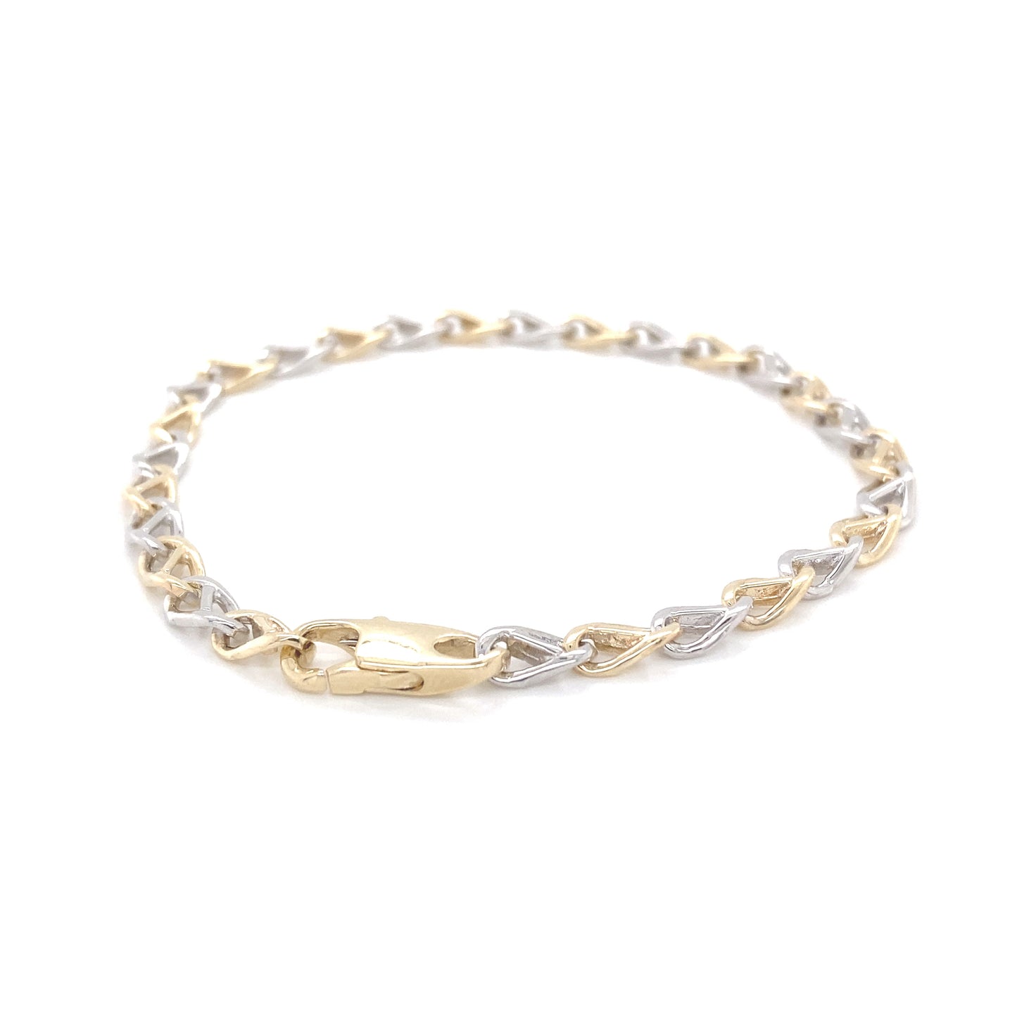 Yellow and White Gold Flat Infinity Link Bracelet  Gardiner Brothers   