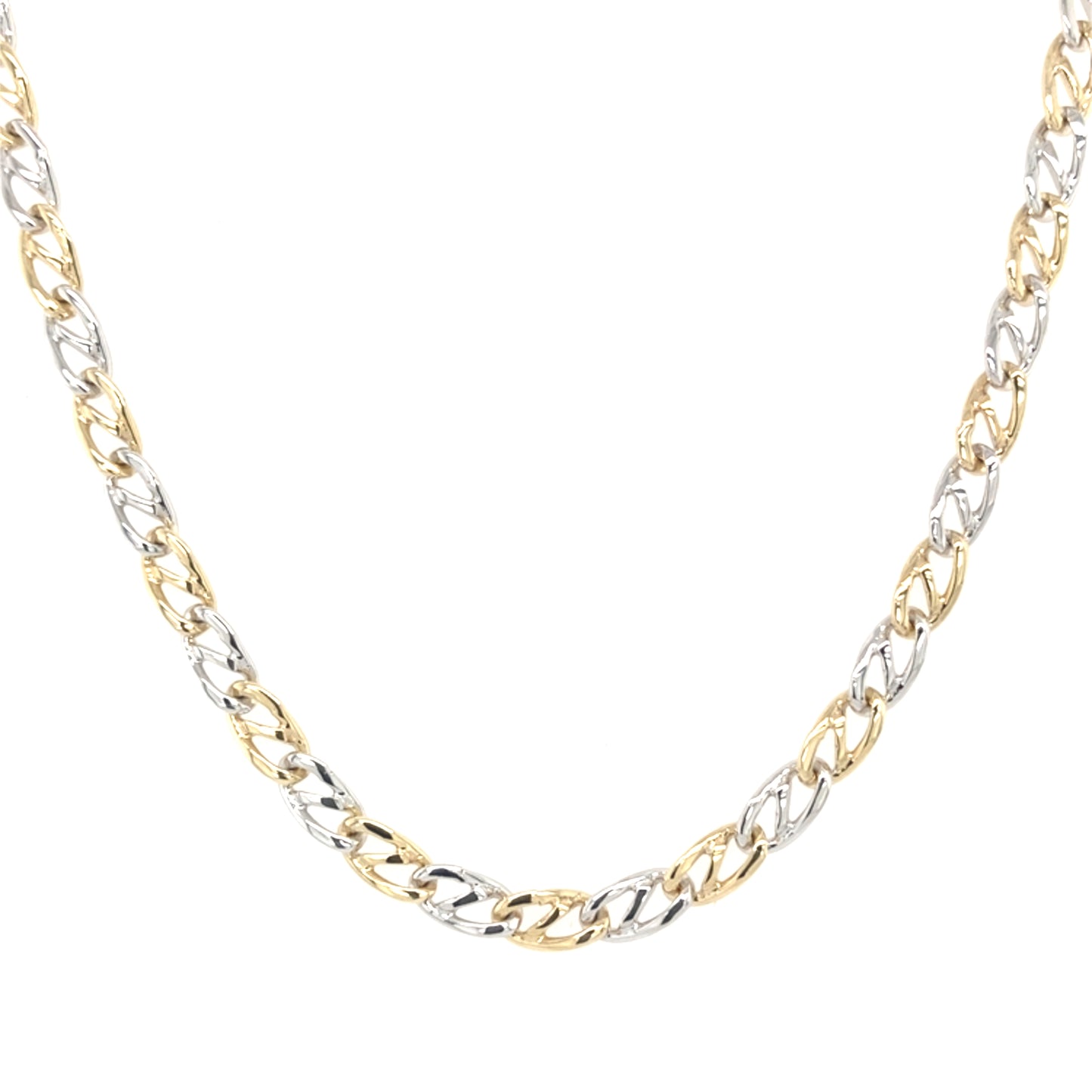 Yellow and White Gold Flat Infinity Link Necklet  Gardiner Brothers   