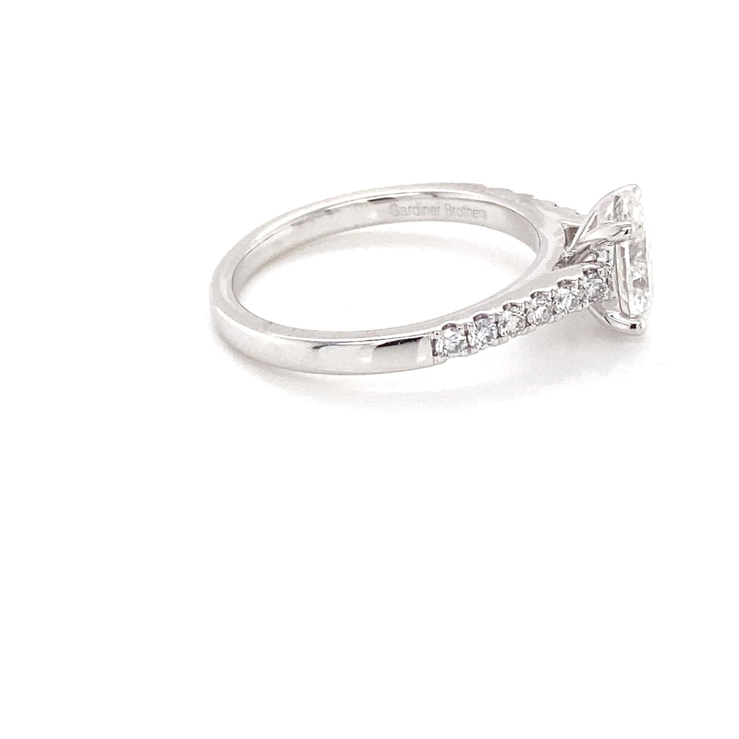 Oval Diamond Solitaire ring with round brilliant cut diamond set shoulders - 1.25cts  Gardiner Brothers   