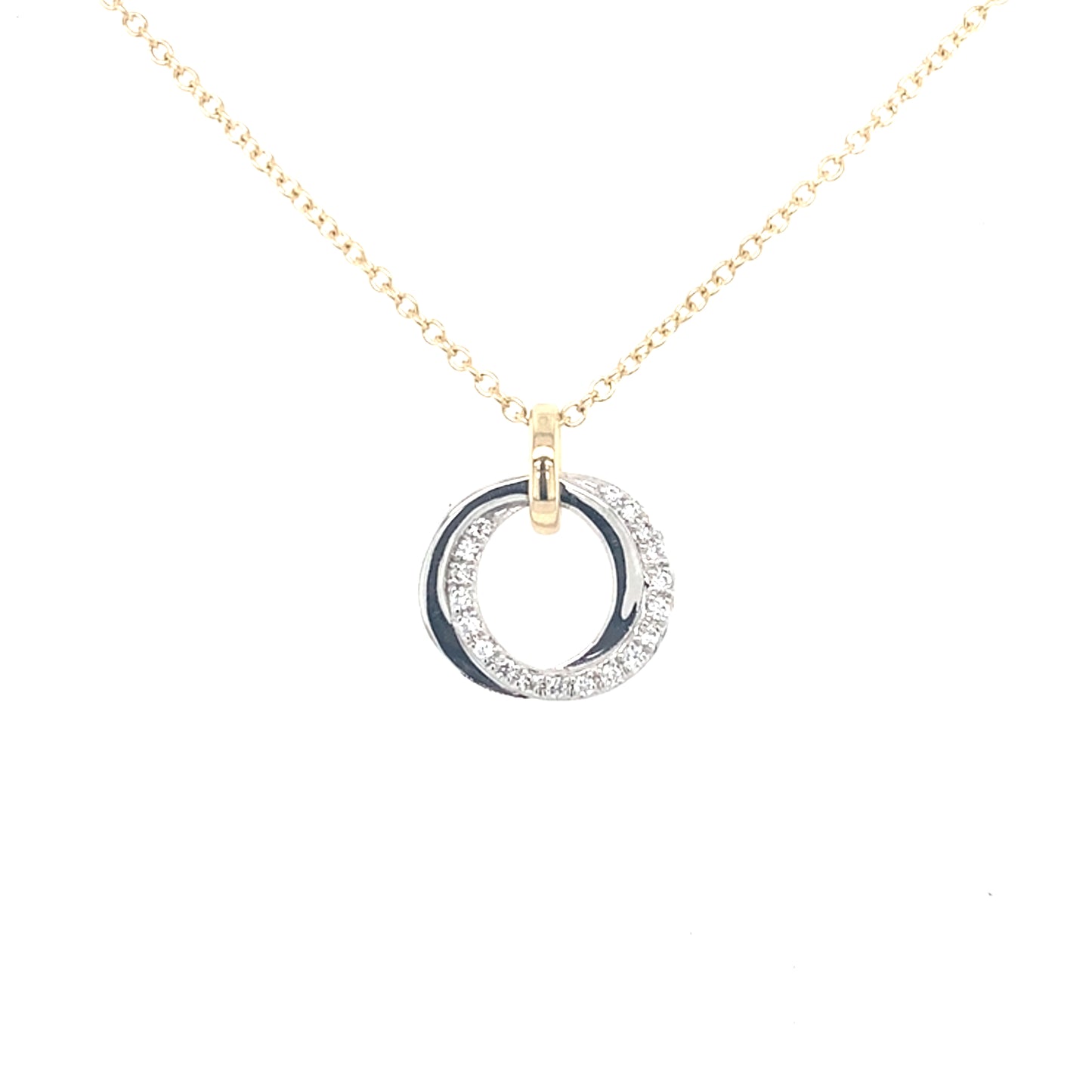 Yellow and White Gold Diamond Double Circle Pendant  Gardiner Brothers   