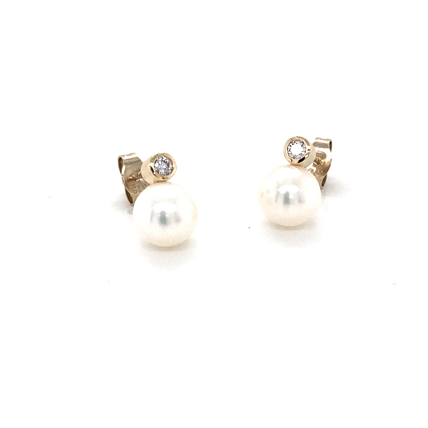 Yellow Gold Pearl and Diamond Earrings  Gardiner Brothers   