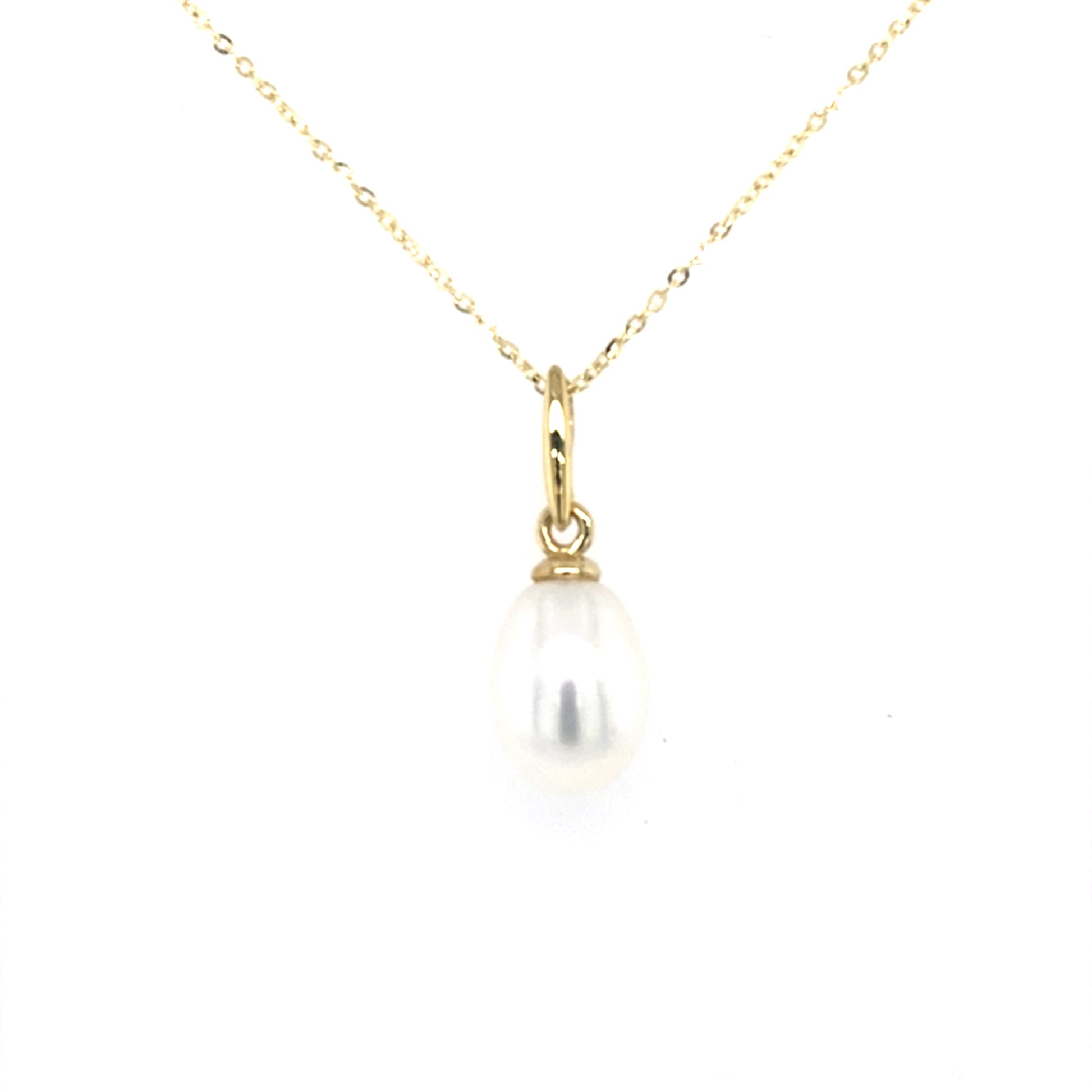 Yellow Gold Pearl Drop Pendant  Gardiner Brothers   